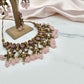 Bollywood ethnic Indian designer necklace set antique gold finish soft pink