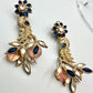 Bollywood Peacock Drop Earrings, Indian Gold Finish Victorian Style