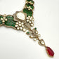 Bollywood heritage designer ethnic Indian Emerland green set, Ruby with ad /kundan stone.