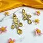 Bollywood Indianyellow citrine Designer Earrings with ad stone cubic zarconia silver plated,Victorian