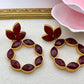 Red Ruby Flower Drop Earrings – Gold Tone Statement Jewelry