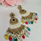 Bollywood Indian Designer Earrings in pearl champange color