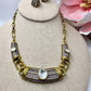 Gold-Toned Necklace and Earring Set with Cubic Zirconia Stones