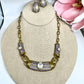 Gold-Toned Necklace and Earring Set with Cubic Zirconia Stones