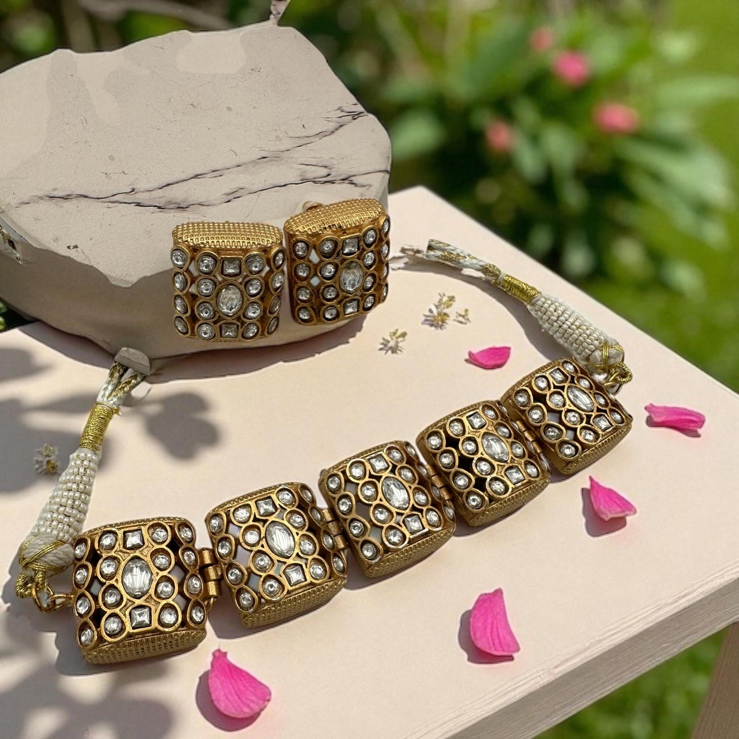 Multi color  Kundan Necklace Set - Traditional Indian Jewelry