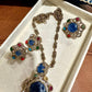 Elegant Pakistani Multani Naqshi Set - Gold-Toned Necklace, Earrings, and Ring with Multicolored Stones