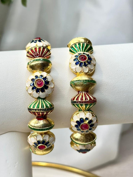 Luxurious Meenakari Gold Plated Bangles - Traditional Indian Jewelry for Weddings and Festivals