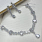 Wedding bridal solitaire cubic zarconia ad silver plated finish necklace set