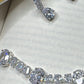 Wedding bridal solitaire cubic zarconia ad silver plated finish necklace set