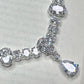 Wedding bridal solitaire cubic zarconia ad silver plated finish necklace set