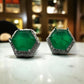 Designer Ad Stones with Emerald Green Studs Bangle Bracelet - Silver Plated with Clear Crystals