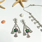Cz Stones with Multi Color Set with Earrings Rhodium Finish - Beachy Elegance Necklace