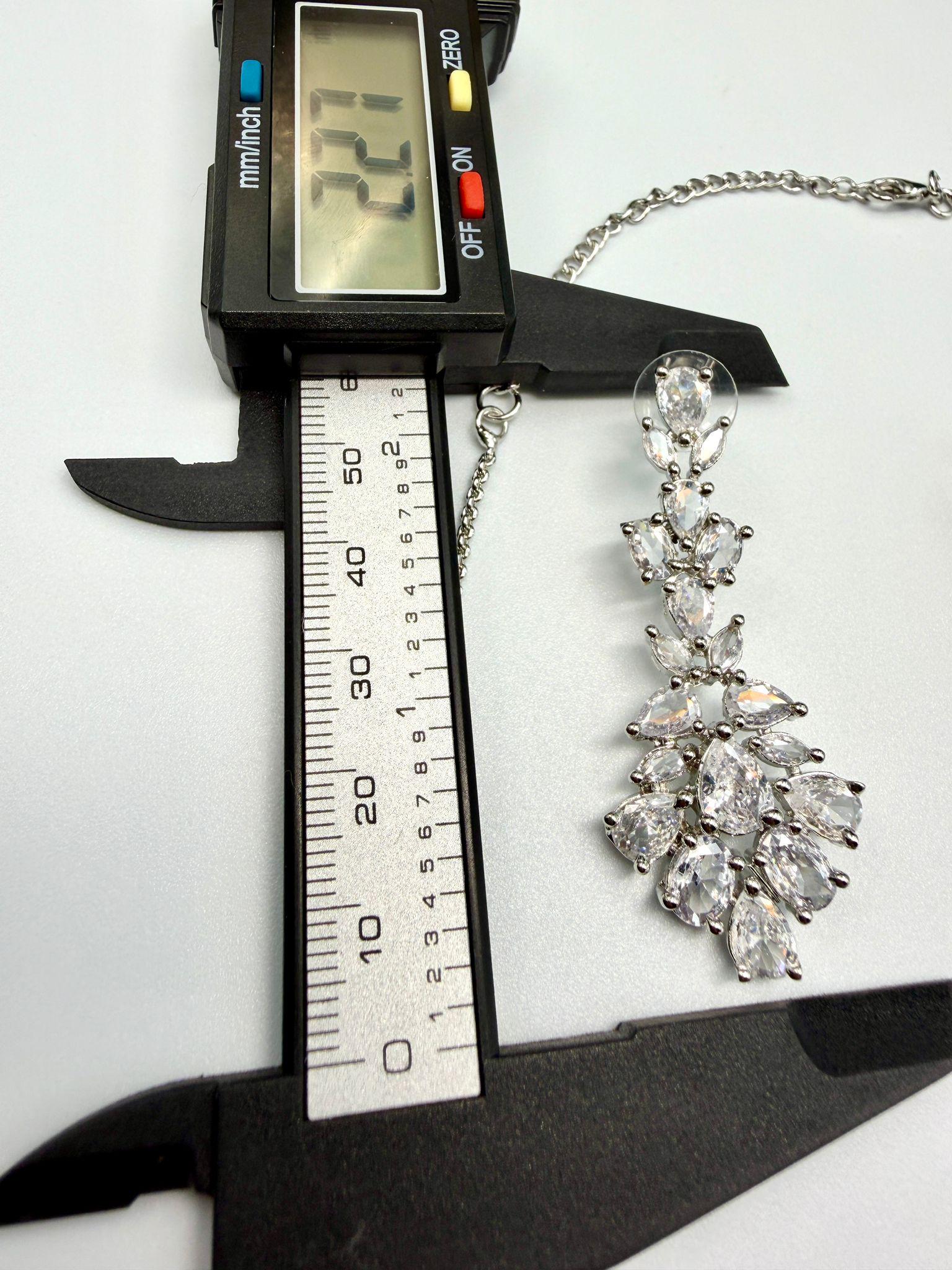 Bollywood ad Necklace & Earrings Set - rhodium | Sparkling prom / wedding / engagement Jewelry