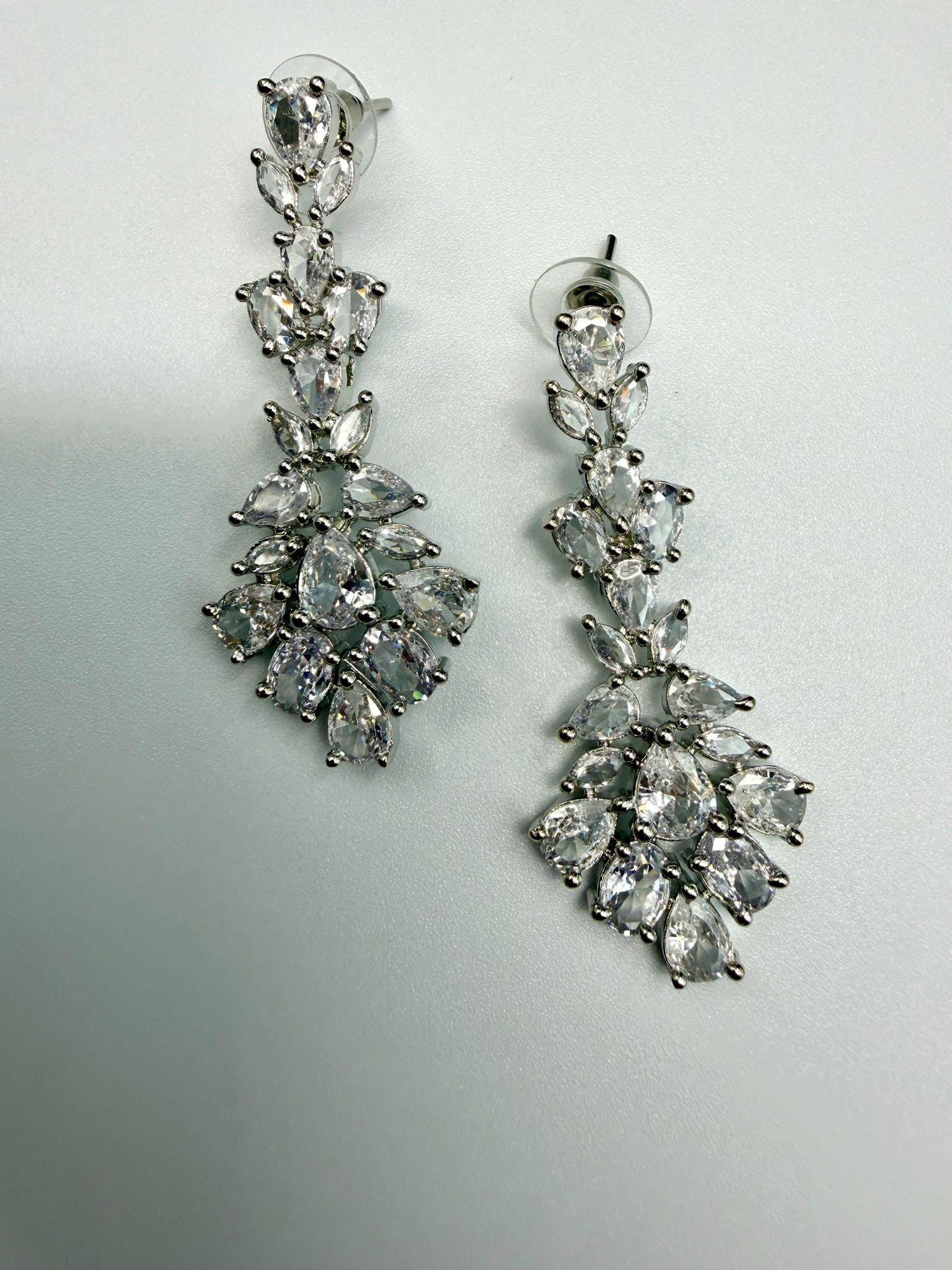 Bollywood ad Necklace & Earrings Set - rhodium | Sparkling prom / wedding / engagement Jewelry