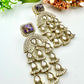 Bollywood Indian Earrings with pearl designer multi amythyst marble stone dangle antique gold finish
