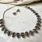 beautifully crafted Sworaski crystals necklace set with studs/wedding /silver plated/rhodium finish adjustable.