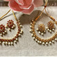 Bollywood indian pearl kundan necklace set choice of pearl or ruby color