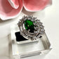 Maha rani silver plated cubic zarconia bold ring green emerald stone