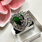 Maha rani silver plated cubic zarconia bold ring green emerald stone