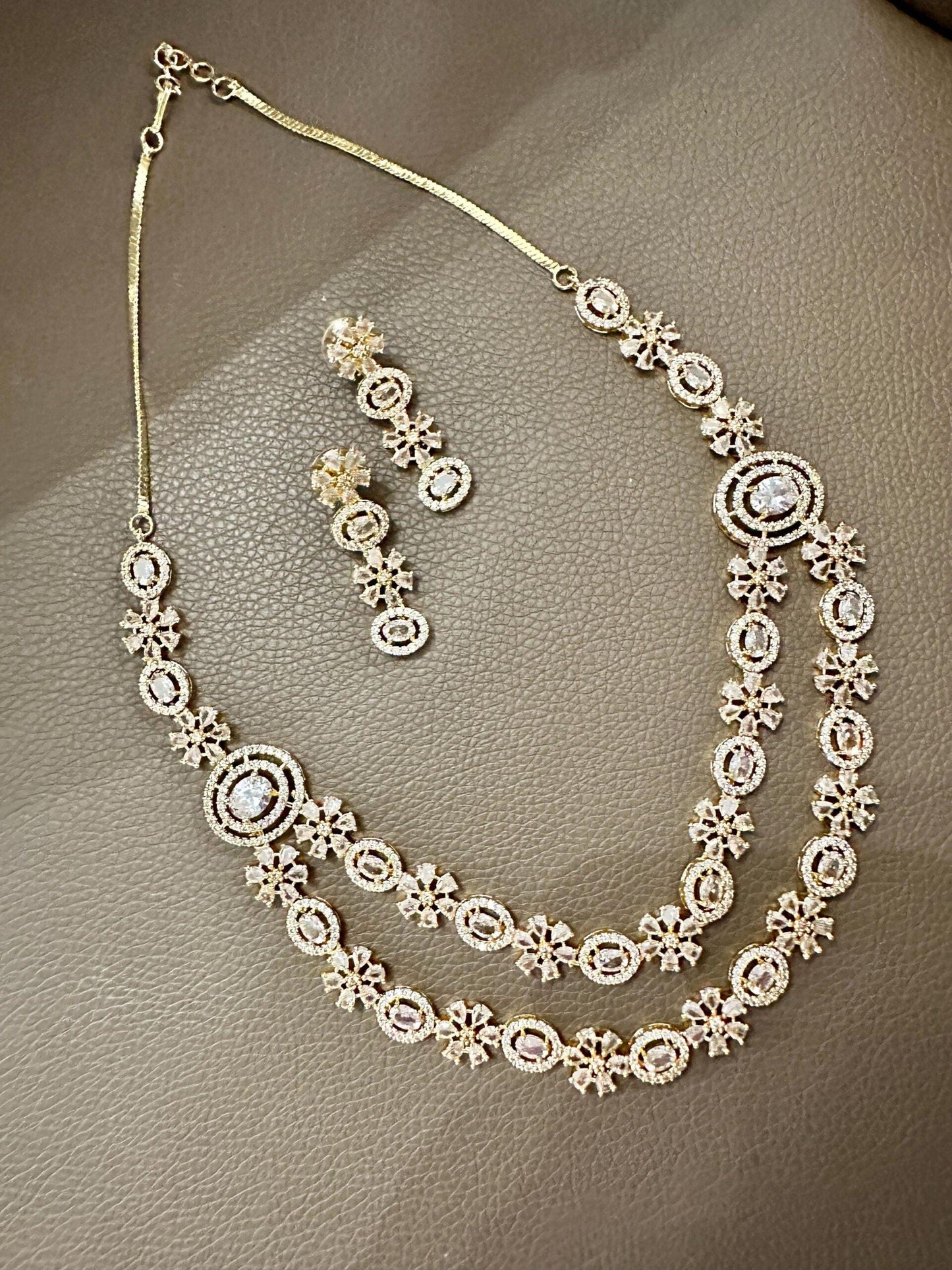 Bollywood ethnic double layer Indian American daimond ad set gold plated .