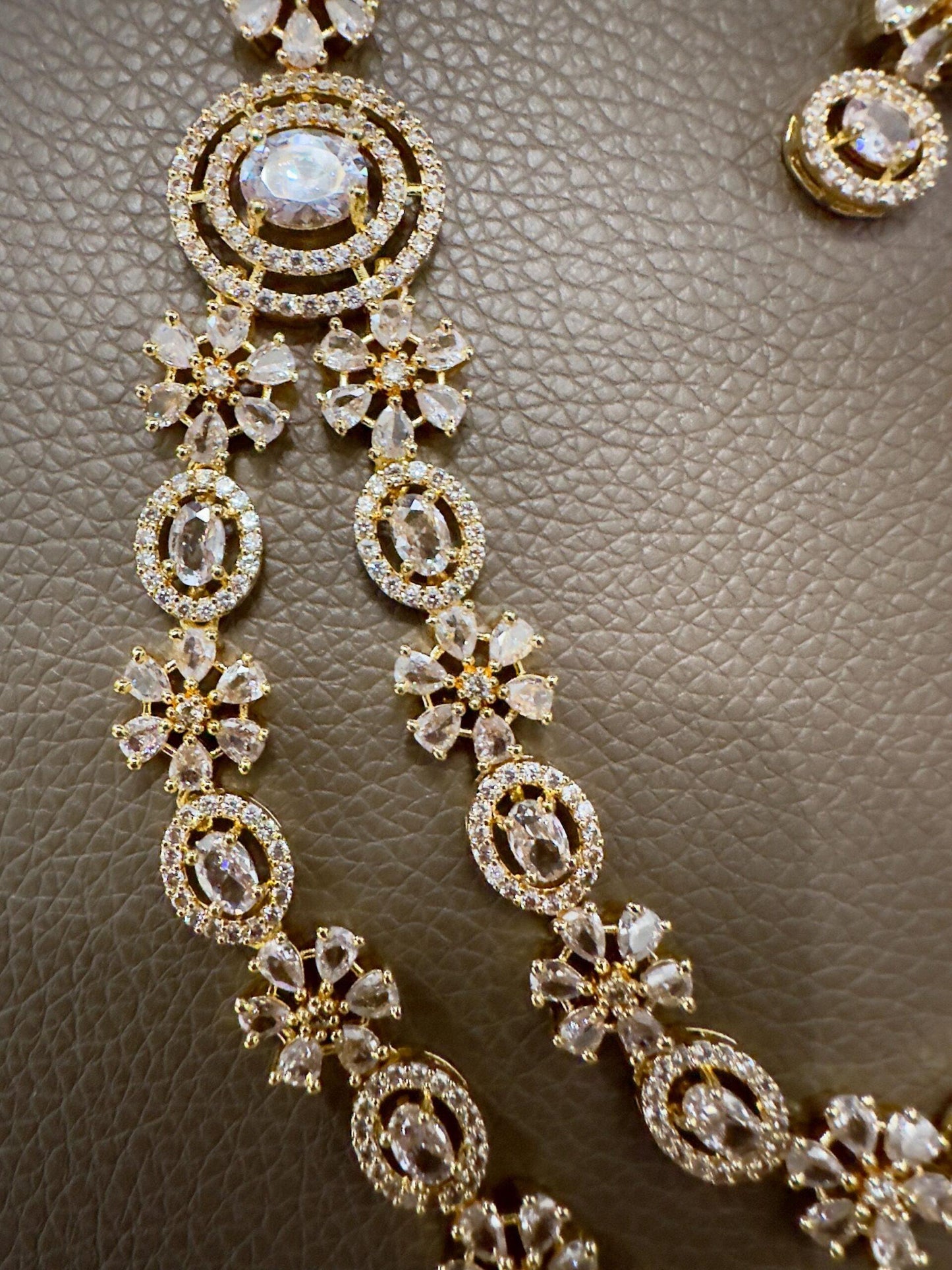 Bollywood ethnic double layer Indian American daimond ad set gold plated .
