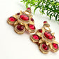 Elegant red  Kundan 3d Flower Earrings - Traditional Indian Jewelry for Women