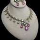Bollywood Style Pink Kundan Necklace Set with Clear Stones & Pearls
