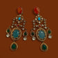 Bollywood Indian Designer Earrings with doublet stone gold plated,Victorian statement piece
