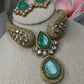 Mint and polki Kundan Necklace Set - Traditional Indian Jewelry
