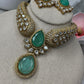 Mint and polki Kundan Necklace Set - Traditional Indian Jewelry