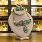 Mint Stone Choker Set, Gold-Toned Traditional Necklace and Earrings