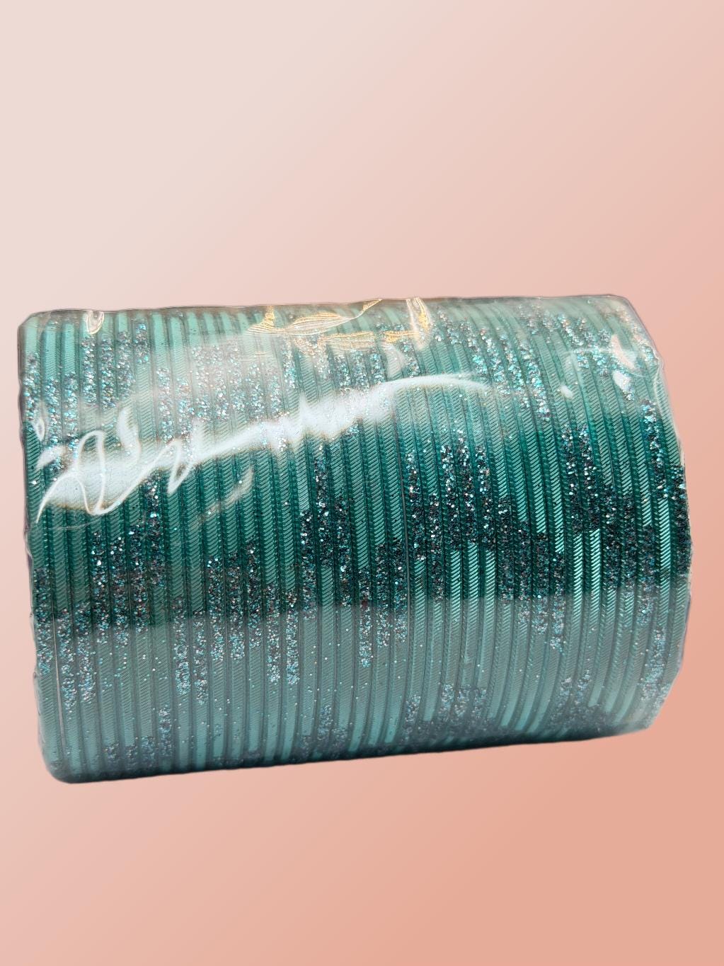 Glittery Churiyan metal Bangle Set - Pink, Teal & Blue - Indian Fashion Jewellery