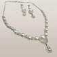Micro CZ Stone Setting Necklace Set with Earrings - Elegant Pearl & CZ Jewelry