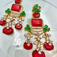 Bollywood Indian Designer high end Earrings with doublet stone,gold finish,Victorian,Ad stones