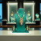 Gold Plated Bollywood Mala Set – Ruby, Emerald, and Pearls