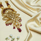 Gold Plated Bollywood Mala Set – Ruby, Emerald, and Pearls