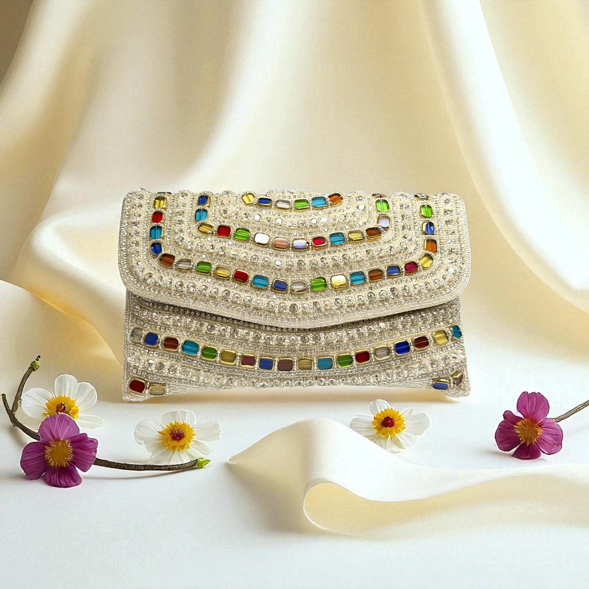 Designer embroidery clutch hand bag rare