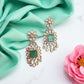 Bollywood doublet monzonite   Indian Designer statement large Earrings , gold finish,Victorian,Ad stones