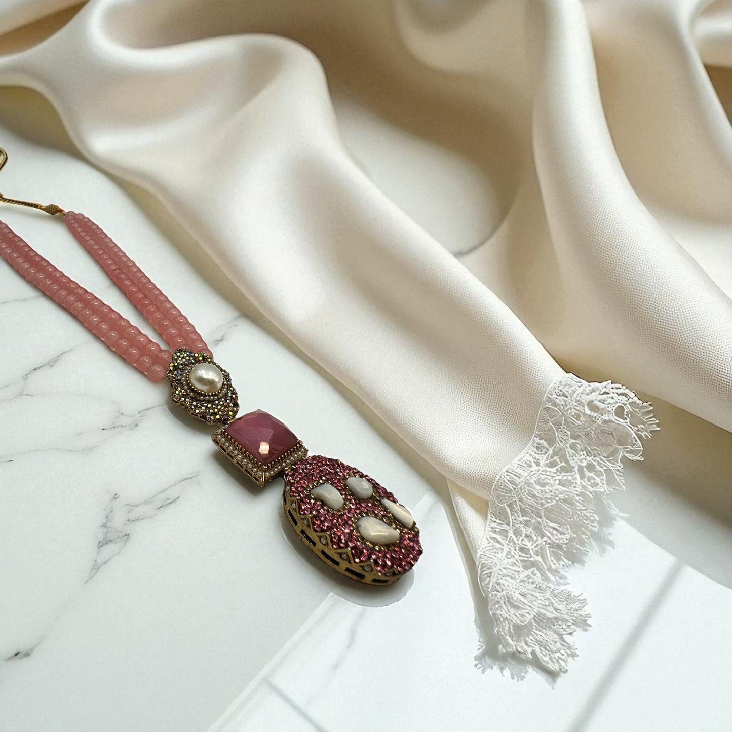 Kundan Polki Pink Ruby Necklace Earring Set – Indian Bridal Jewelry