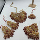 Red Kundan Bridal Jewelry Set – Gold Choker Necklace, Tikka Earrings