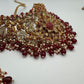 Red Kundan Bridal Jewelry Set – Gold Choker Necklace, Tikka Earrings