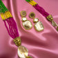 Boho Chic traditional Kundan mala Set with barouk Pearls & Gemstones - Unique Indian Jewelry