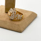 Bollywood Style Gold Diamond Ring with Peach Gemstone - Luxurious Jewelry for Women
