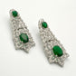 Silver Plated CZ Stone Emerald Green Earrings - Elegant Drop Dangle Jewelry for Women