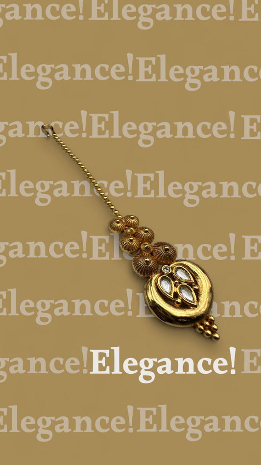 Gold Plated Tikka - Traditional Indian Jewelry with Clear Stone Accents