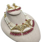 Kundan Set Gold Plated with Meena Work Fig Pink / Anar Color