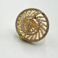 Cubic Zirconia Ring Gold Plated | Elegant Statement Jewelry with Leaf Motif
