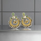 Gold & Silver oxerdize Tone Jhumka Earrings with Green Traditional Ethnic Jewelry