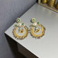Gold & Silver oxerdize Tone Jhumka Earrings with Green Traditional Ethnic Jewelry