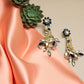 Bollywood Peacock Drop Earrings, Indian Gold Finish Victorian Style